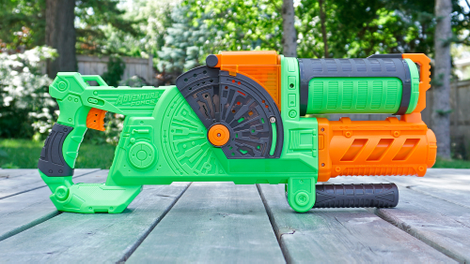The Adventure Force Commandfire might not be the prettiest blaster, but it introduces a clever reloading mechanism.